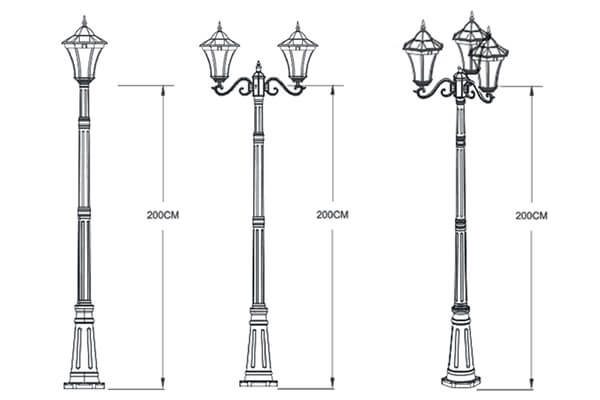 The landscape light can be used with a variety of light poles