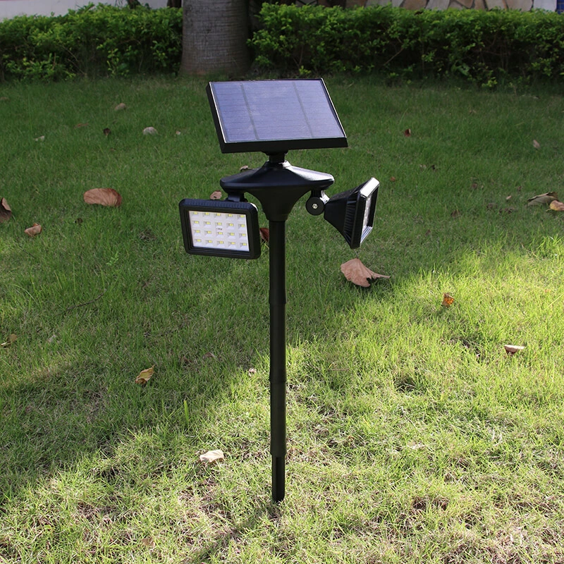 Dual-Head Solar Motion Sensor Lawn Spotlights for Garden and Landscape