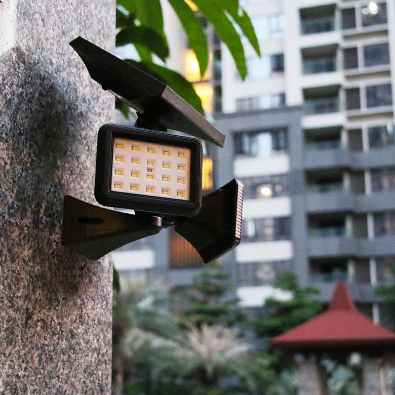 Dual-Head Solar Motion Sensor Lawn Spotlights for Garden and Landscape