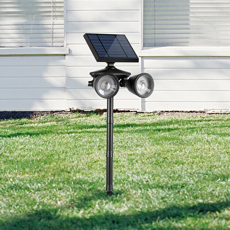 Dual-Head Solar Motion Sensor Lawn Spotlights for Garden and Landscape