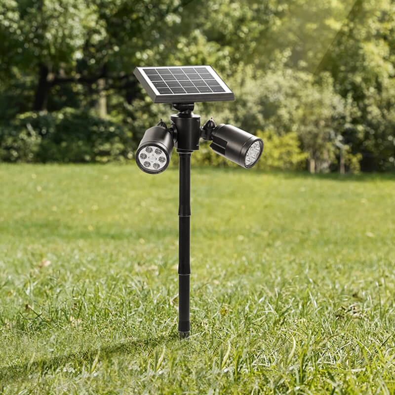 Dual-Head Solar Motion Sensor Lawn Spotlights for Garden and Landscape